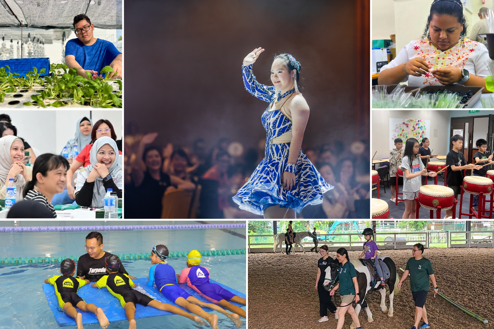 Collage of service users who benefitted from President's Challenge supported programmes